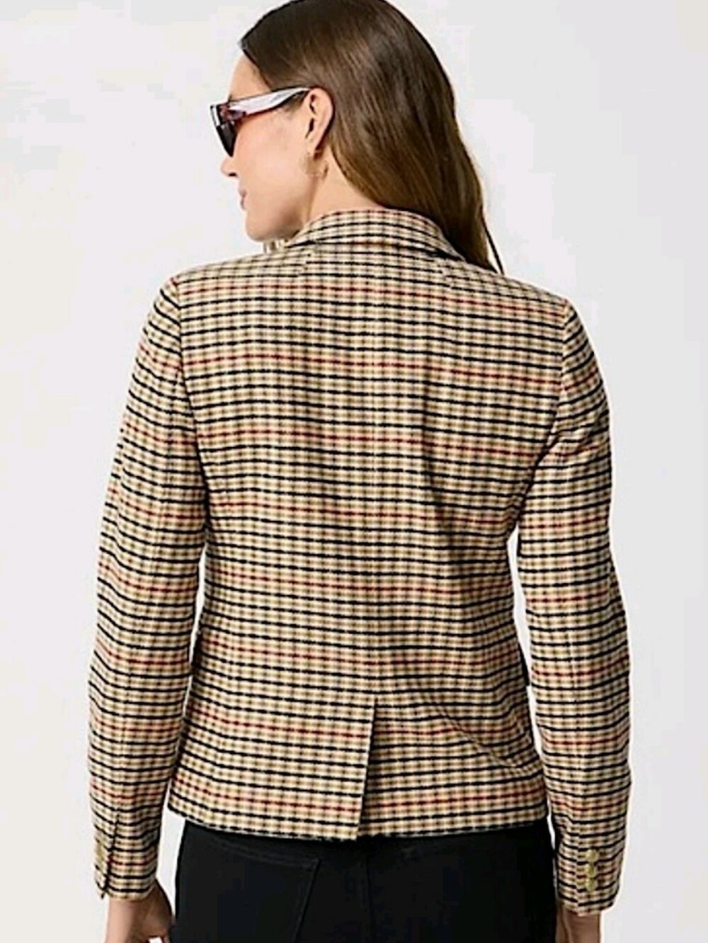 J.Crew Plaid Herringbone Tan Wool Blend Schoolboy Blazer Old-money Academia Fall - Picture 3 of 15